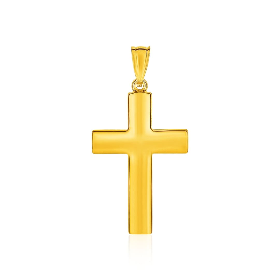 14k Yellow Gold Reversible Textured Cross Pendant | Richard Cannon Jewelry