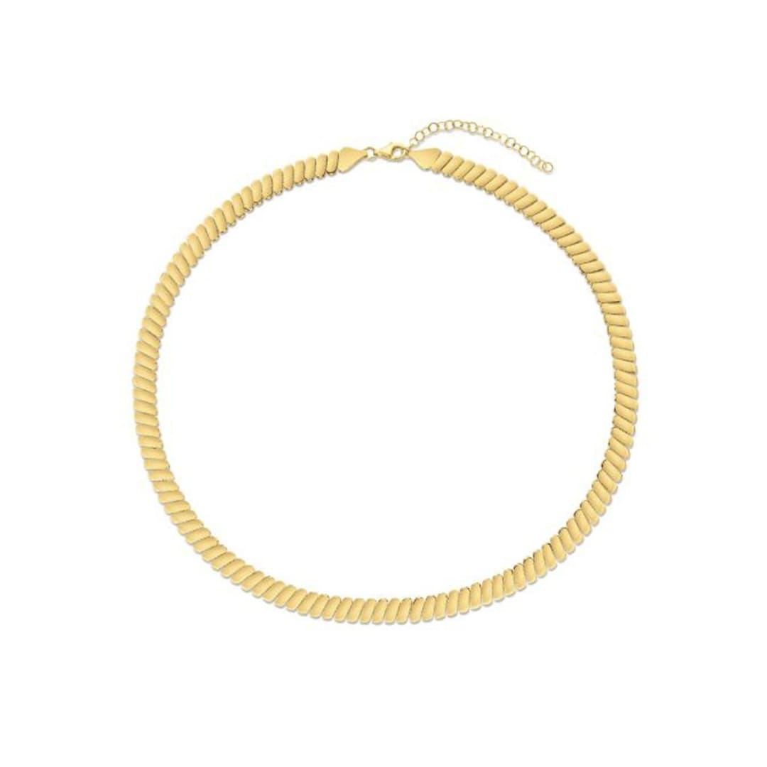 14k Yellow Gold Rib Link Necklace | Richard Cannon Jewelry