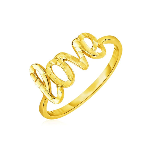 14k Yellow Gold Ring with Love | Richard Cannon Jewelry