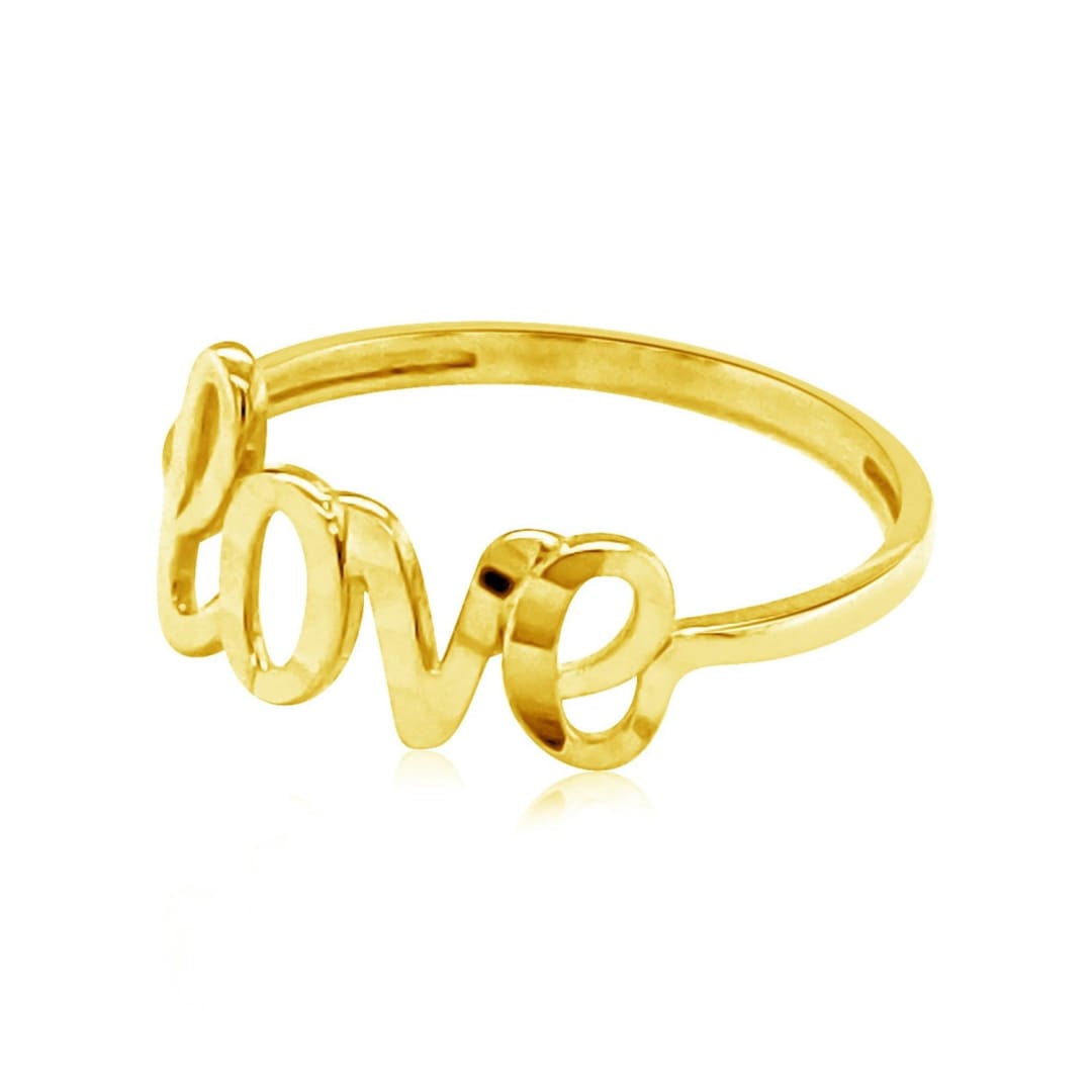 14k Yellow Gold Ring with Love | Richard Cannon Jewelry