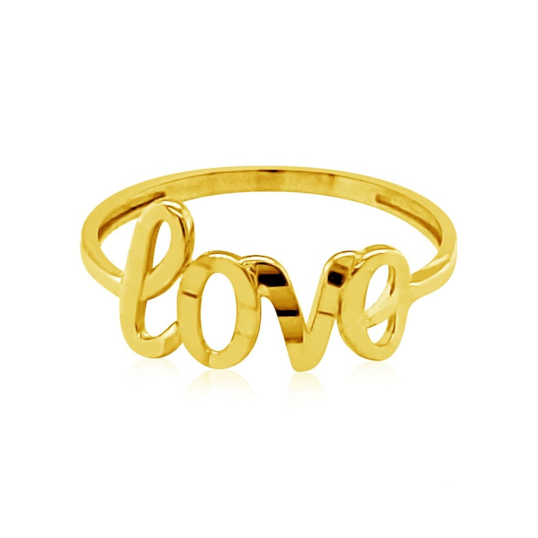 14k Yellow Gold Ring with Love | Richard Cannon Jewelry