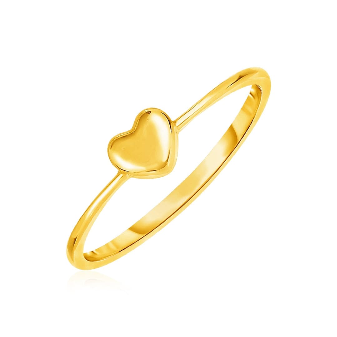 14k Yellow Gold Ring with Puffed Heart | Richard Cannon Jewelry