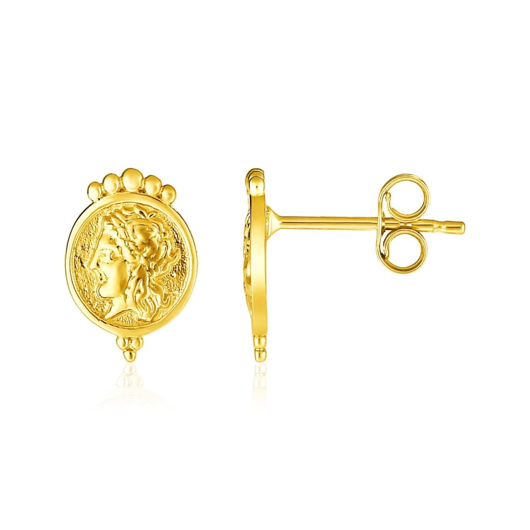 14k Yellow Gold Roman Coin Earrings | Richard Cannon Jewelry