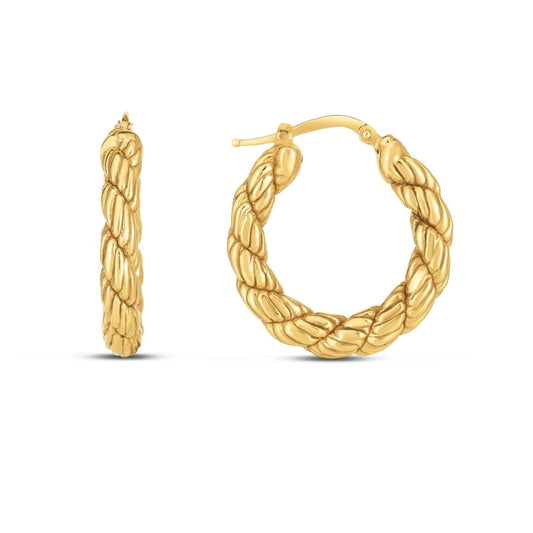14k Yellow Gold Rope Hoop Earrings | Richard Cannon Jewelry