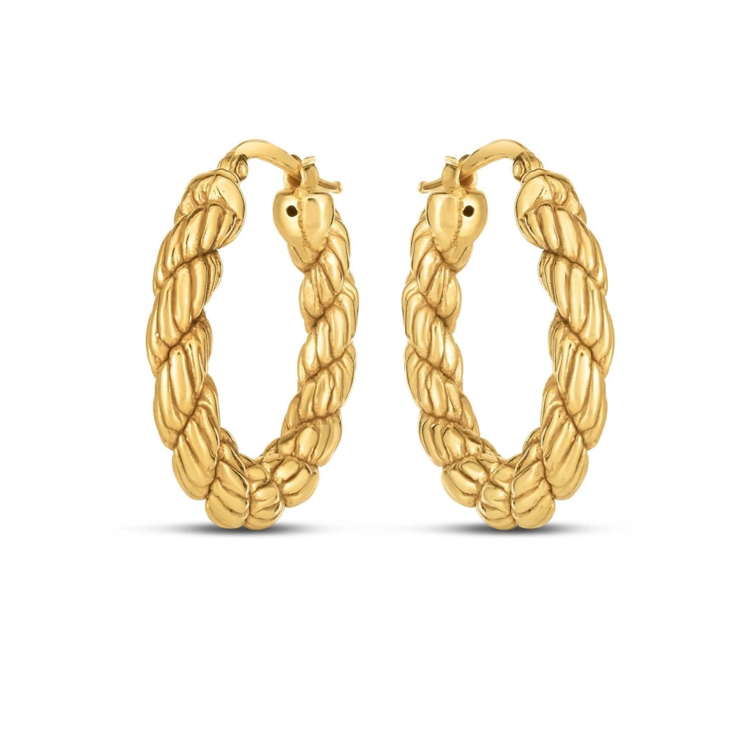14k Yellow Gold Rope Hoop Earrings | Richard Cannon Jewelry