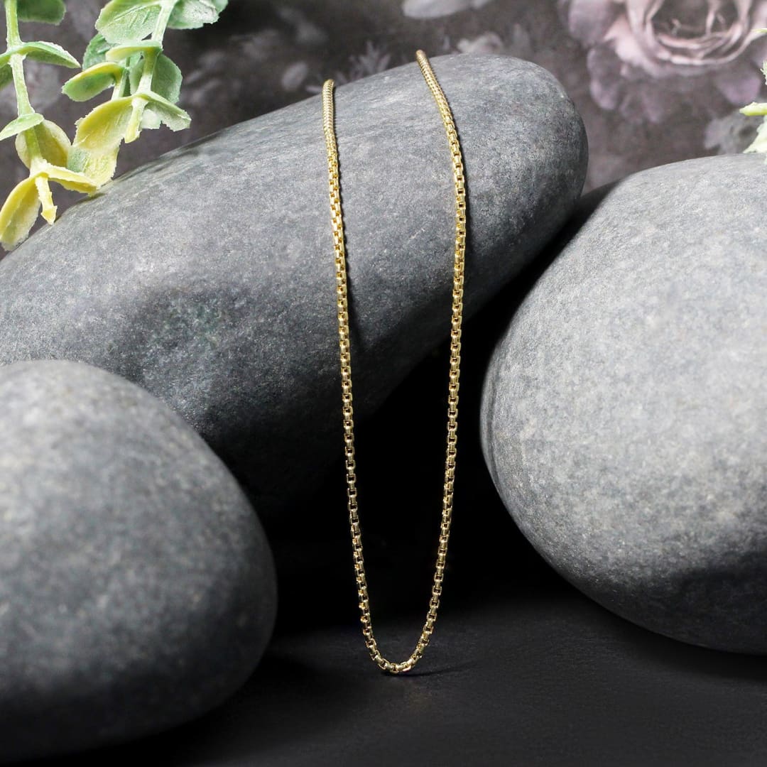 14k Yellow Gold Round Box Chain 1.35 mm | Richard Cannon Jewelry