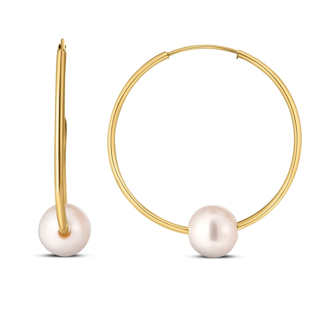 14k Yellow Gold Round Endless Pearl Earring | Richard Cannon Jewelry