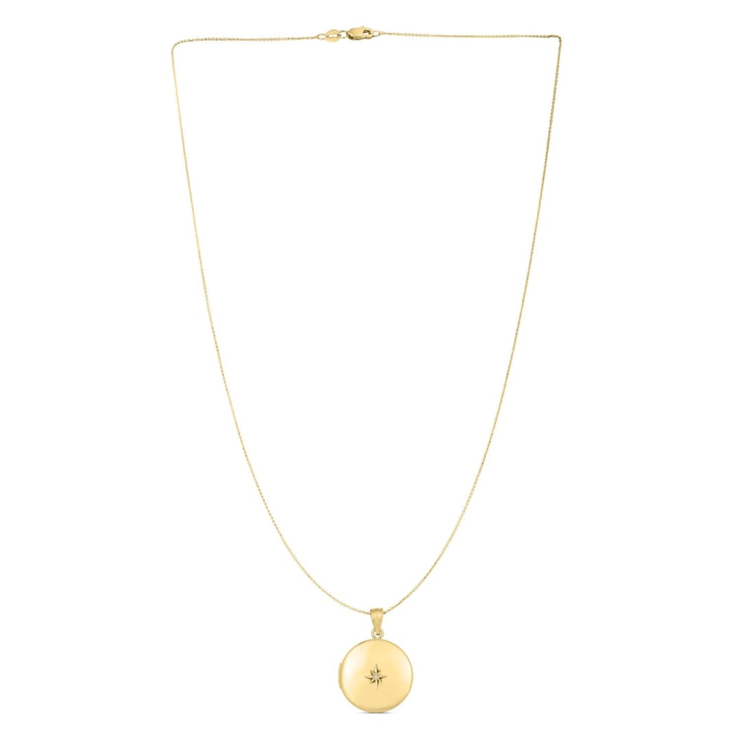 14k Yellow Gold Round North Star Locket Necklace | Richard Cannon Jewelry