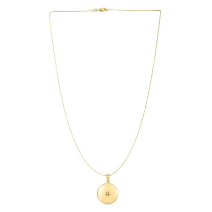 14k Yellow Gold Round North Star Locket Necklace | Richard Cannon Jewelry