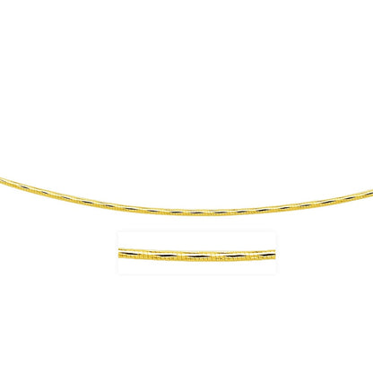 14k Yellow Gold Round Omega Necklace with Diamond Cuts (1.5 mm) | Richard Cannon Jewelry