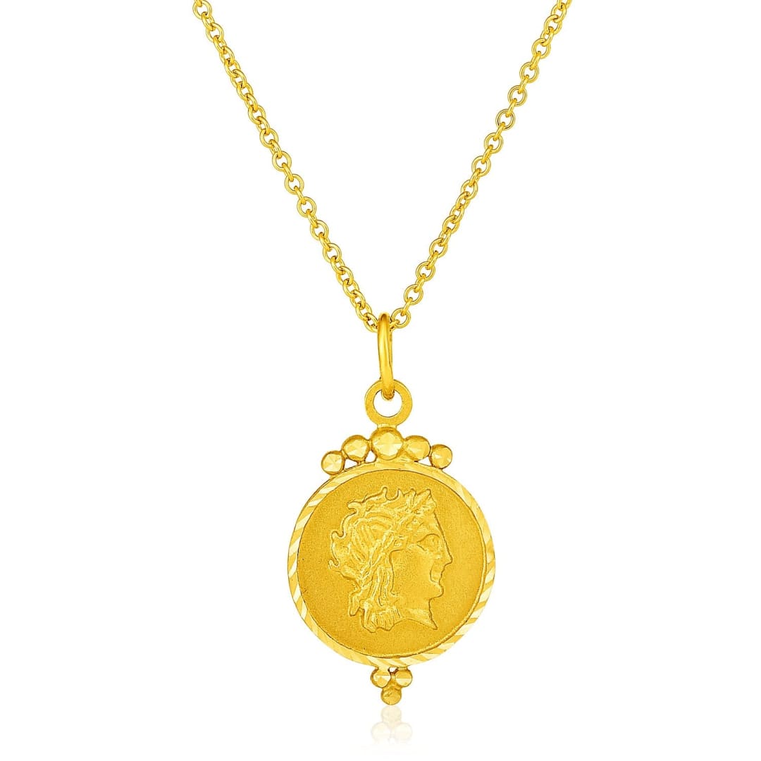 14k Yellow Gold with Round Roman Coin Pendant | Richard Cannon Jewelry