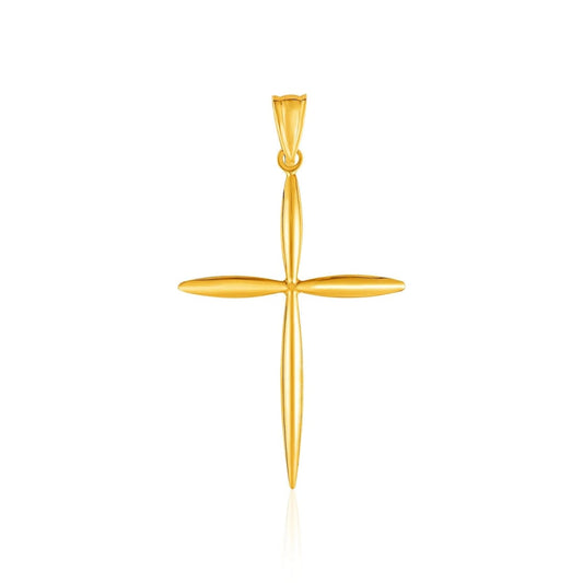 14k Yellow Gold Rounded and Pointed Cross Pendant | Richard Cannon Jewelry