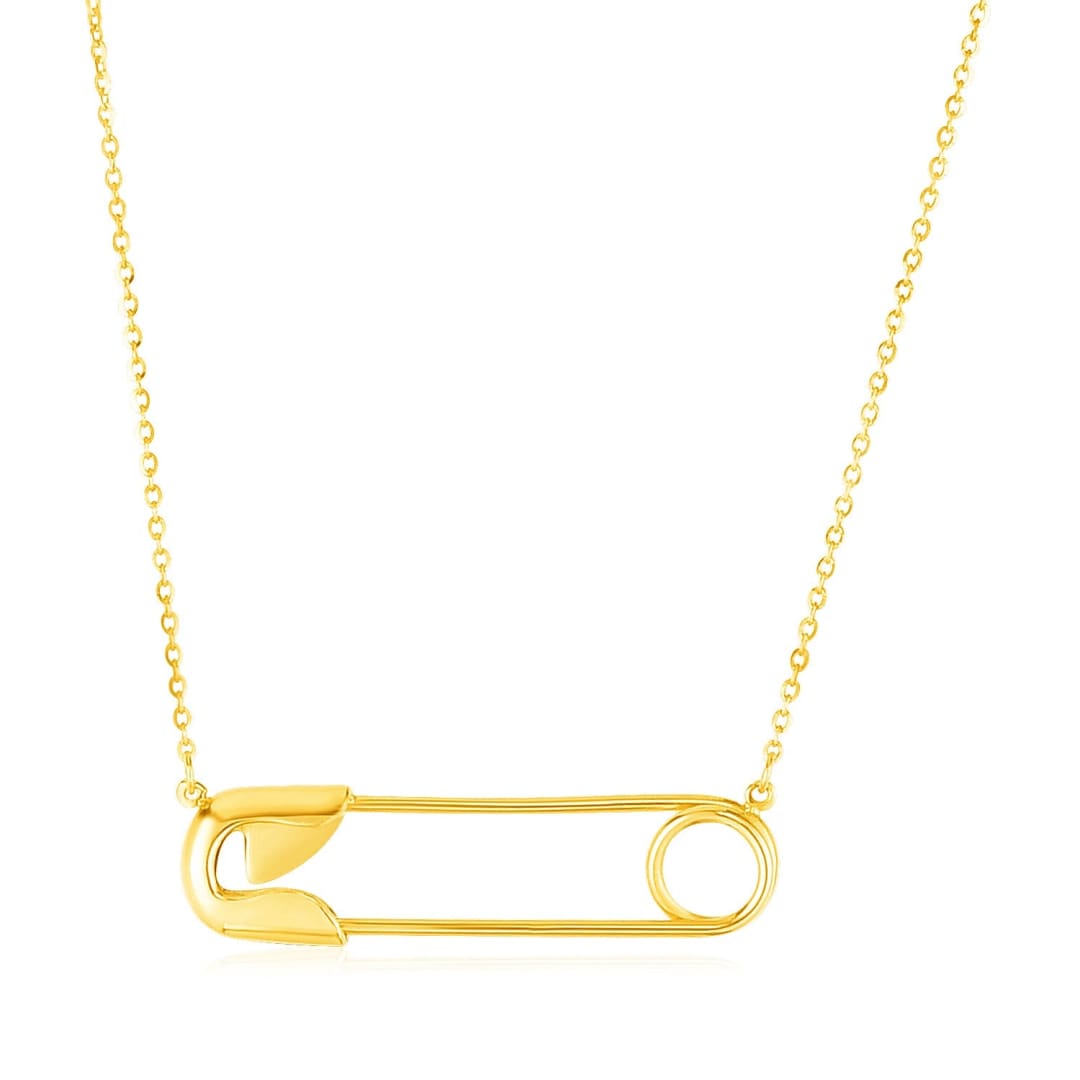 14k Yellow Gold Safety Pin Necklace | Richard Cannon Jewelry