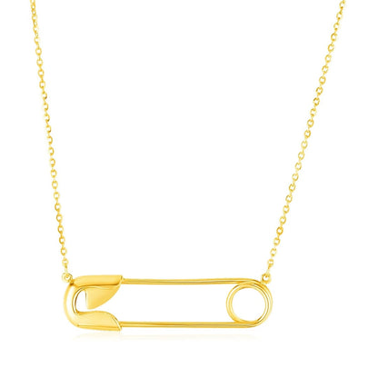 14k Yellow Gold Safety Pin Necklace | Richard Cannon Jewelry