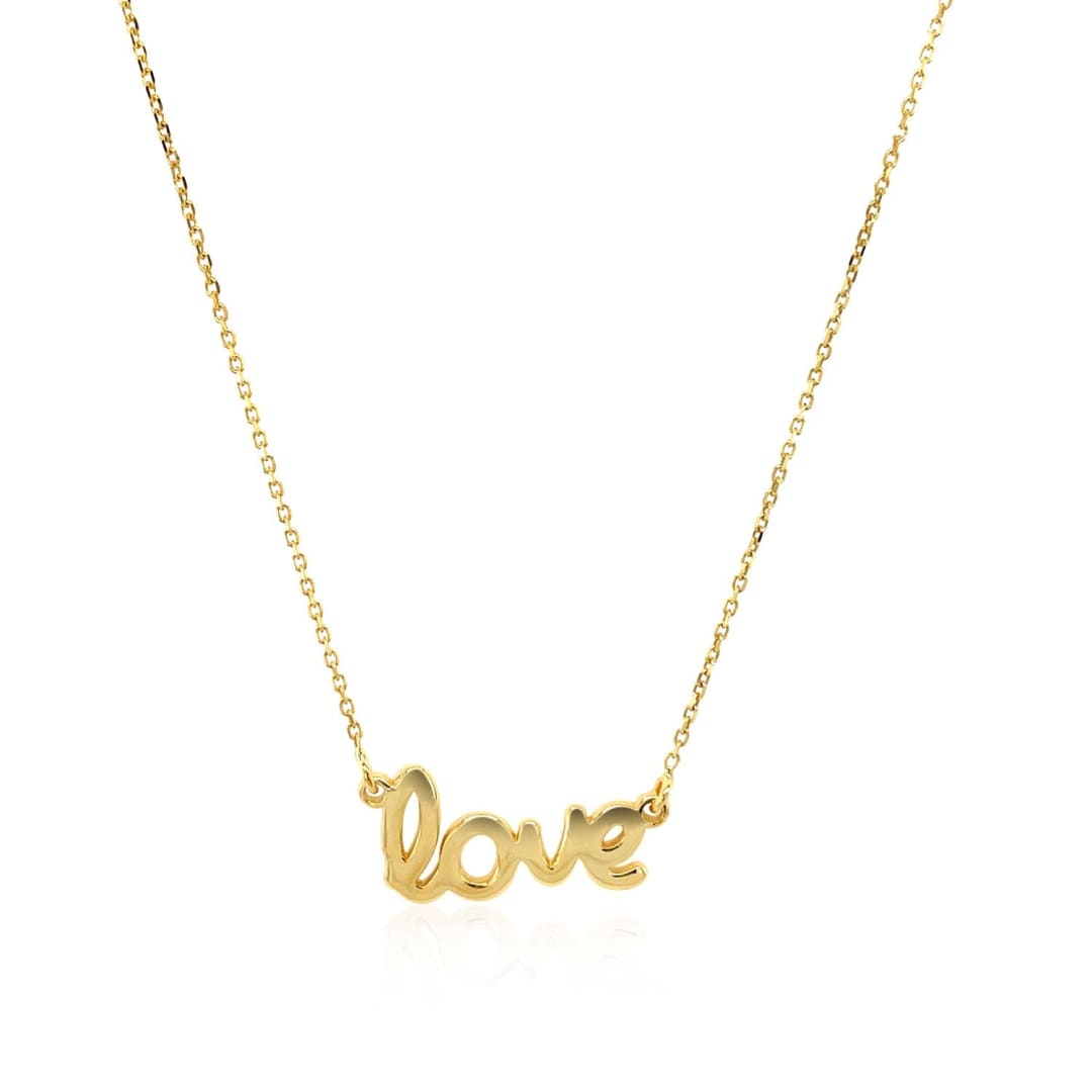 14k Yellow Gold Script LOVE Necklace | Richard Cannon Jewelry