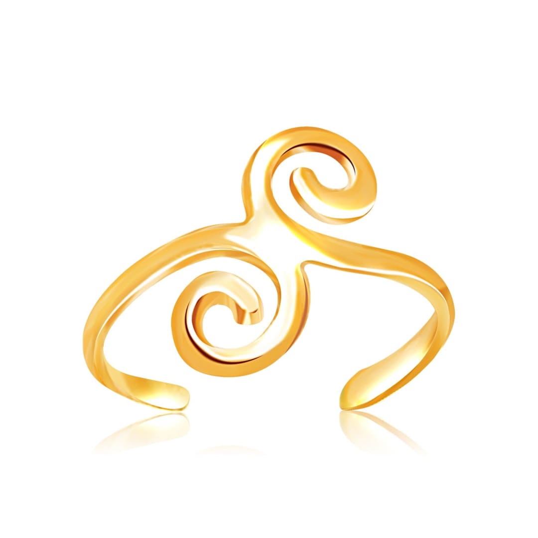 14k Yellow Gold Scrollwork Motif Toe Ring | Richard Cannon Jewelry