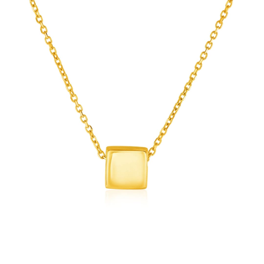 14k Yellow Gold with Shiny Square Pendant | Richard Cannon Jewelry