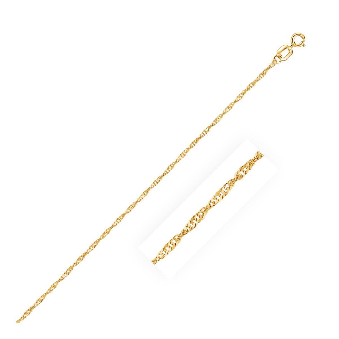 14k Yellow Gold Singapore Bracelet 1.0mm | Richard Cannon Jewelry