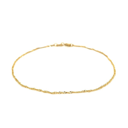 14k Yellow Gold Singapore Bracelet 1.0mm | Richard Cannon Jewelry
