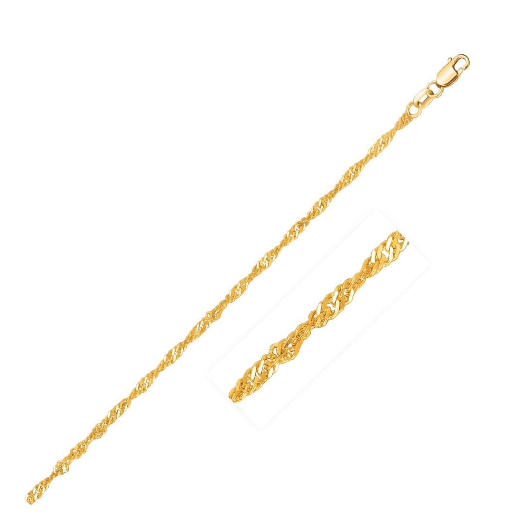 14k Yellow Gold Singapore Chain 1.7mm | Richard Cannon Jewelry