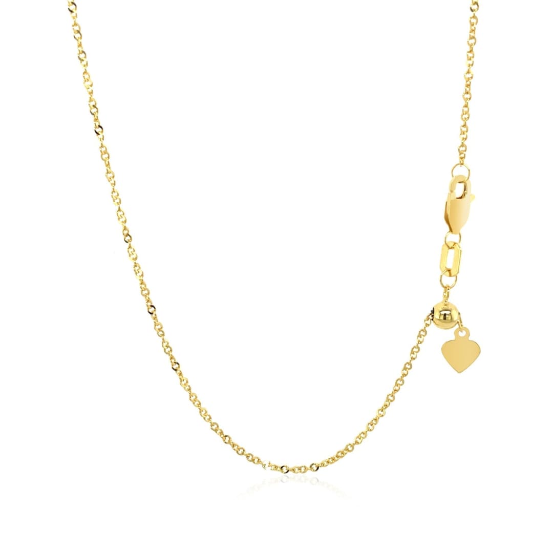 14k Yellow Gold Singapore Style Adjustable Chain (1.1 mm) | Richard Cannon Jewelry
