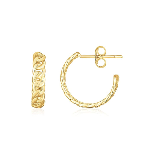 14K Yellow Gold Slender Curb Chain Hoop Earrings | Richard Cannon Jewelry