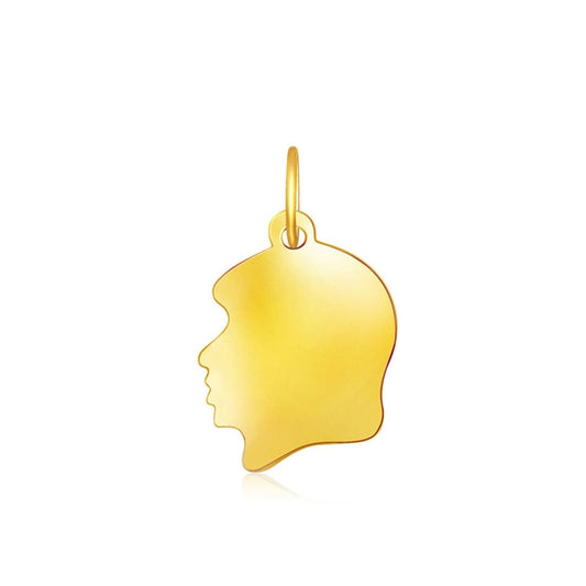 14k Yellow Gold Small Girl Head Charm | Richard Cannon Jewelry