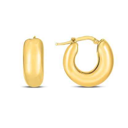 14k Yellow Gold Small Puffy Hoops | Richard Cannon Jewelry