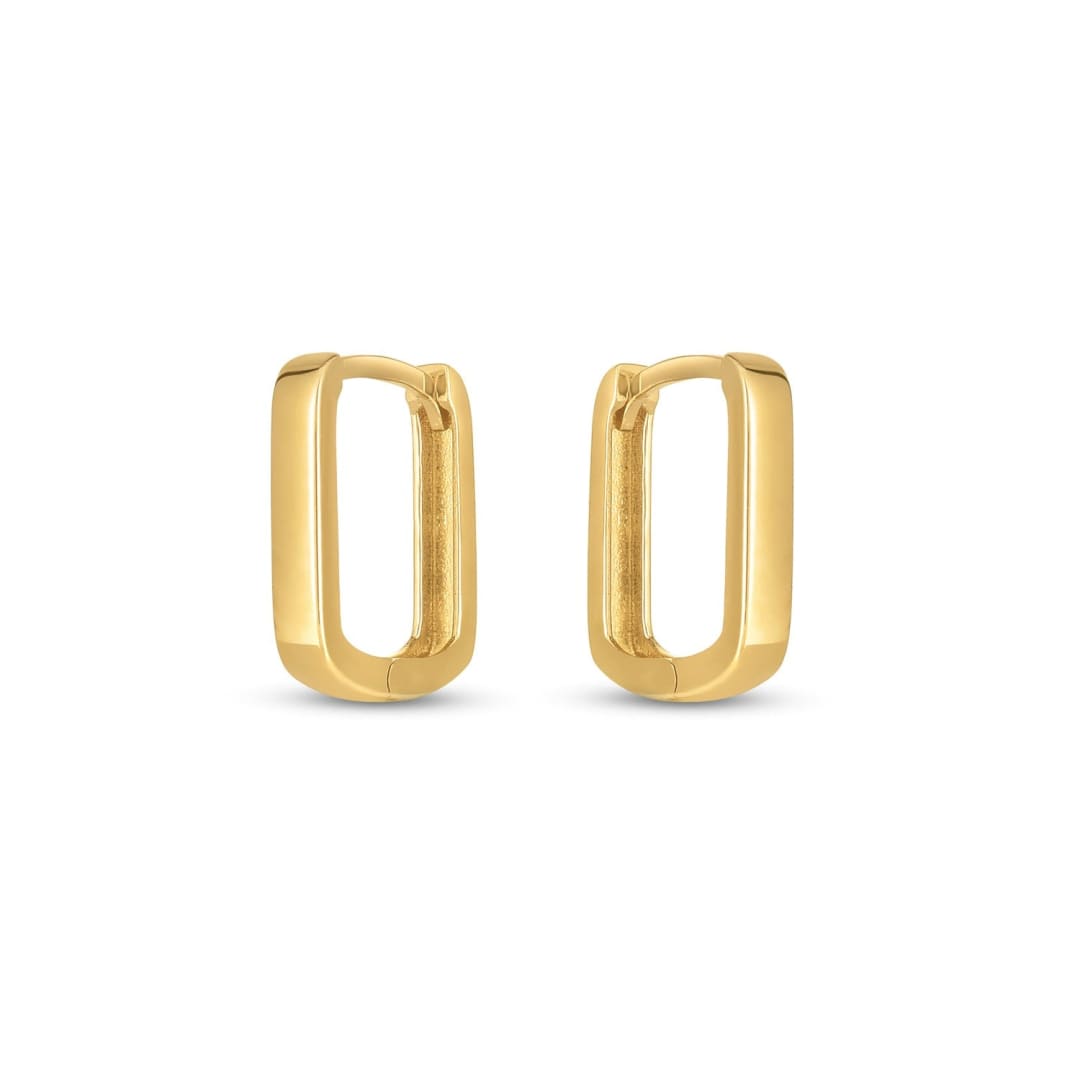 14k Yellow Gold Small Square Huggie Hoops | Richard Cannon Jewelry