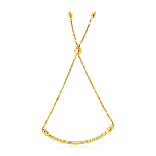 14k Yellow Gold Smooth Curved Bar and Lariat Style Bracelet | Richard Cannon Jewelry