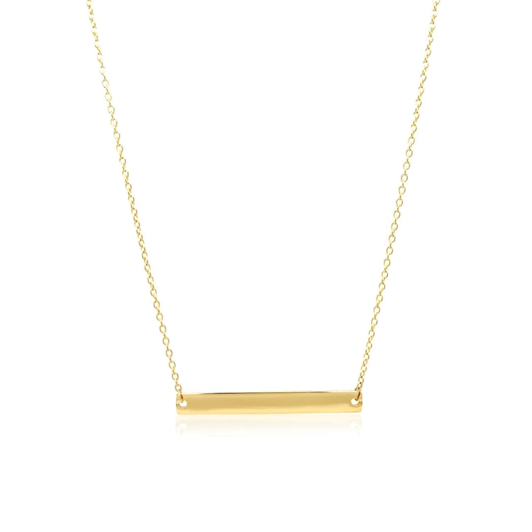 14k Yellow Gold Smooth Flat Horizontal Bar Style Necklace | Richard Cannon Jewelry