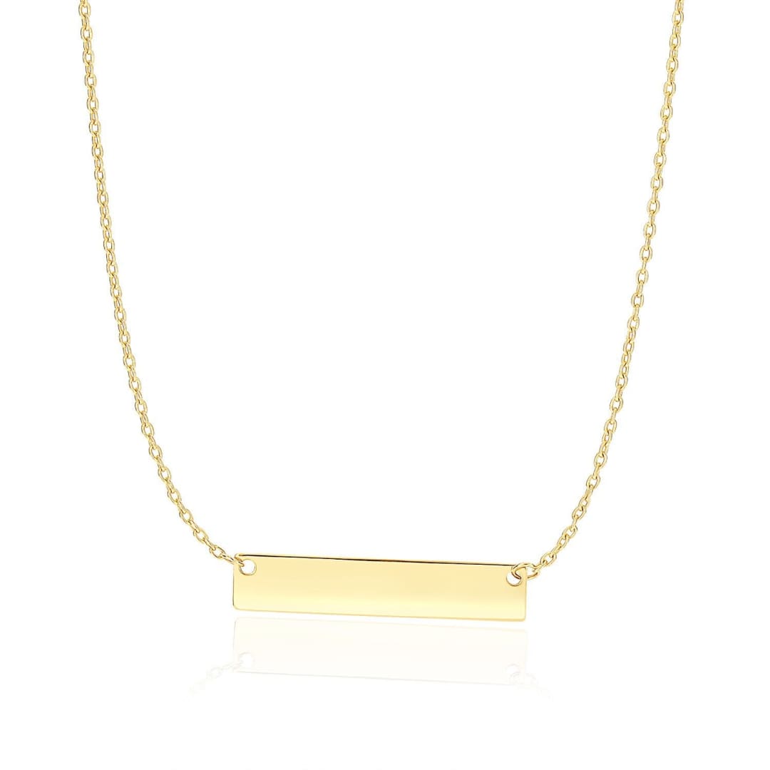 14k Yellow Gold Smooth Flat Horizontal Bar Style Necklace | Richard Cannon Jewelry