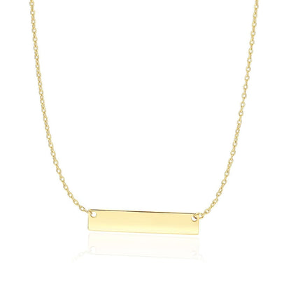 14k Yellow Gold Smooth Flat Horizontal Bar Style Necklace | Richard Cannon Jewelry