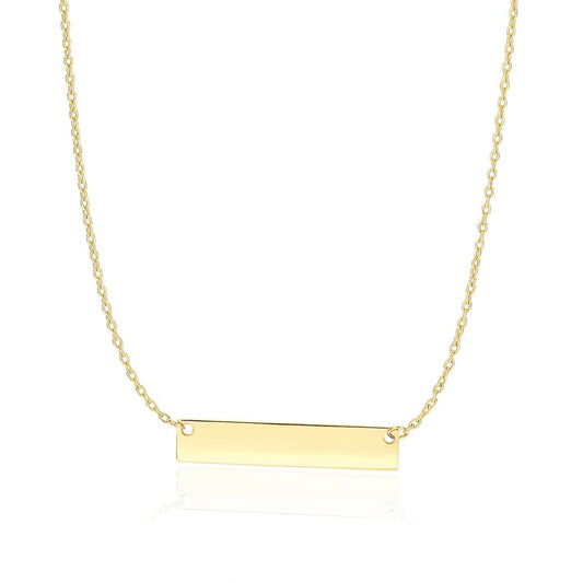 14k Yellow Gold Smooth Flat Horizontal Bar Style Necklace | Richard Cannon Jewelry