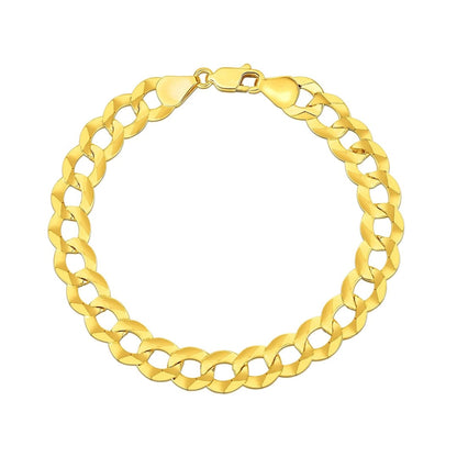 14k Yellow Gold Solid Curb Bracelet 10.0mm | Richard Cannon Jewelry