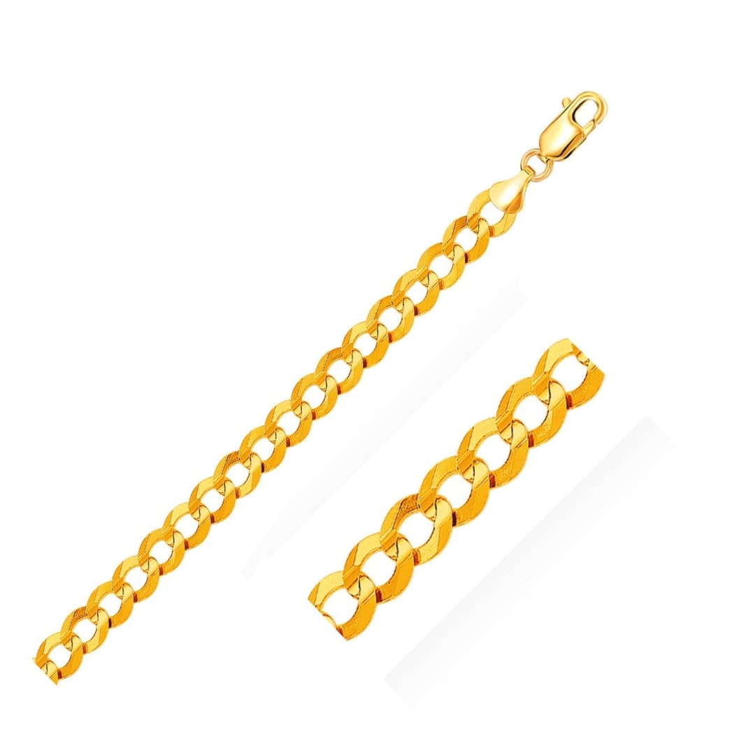 14k Yellow Gold Solid Curb Bracelet 10.0mm | Richard Cannon Jewelry