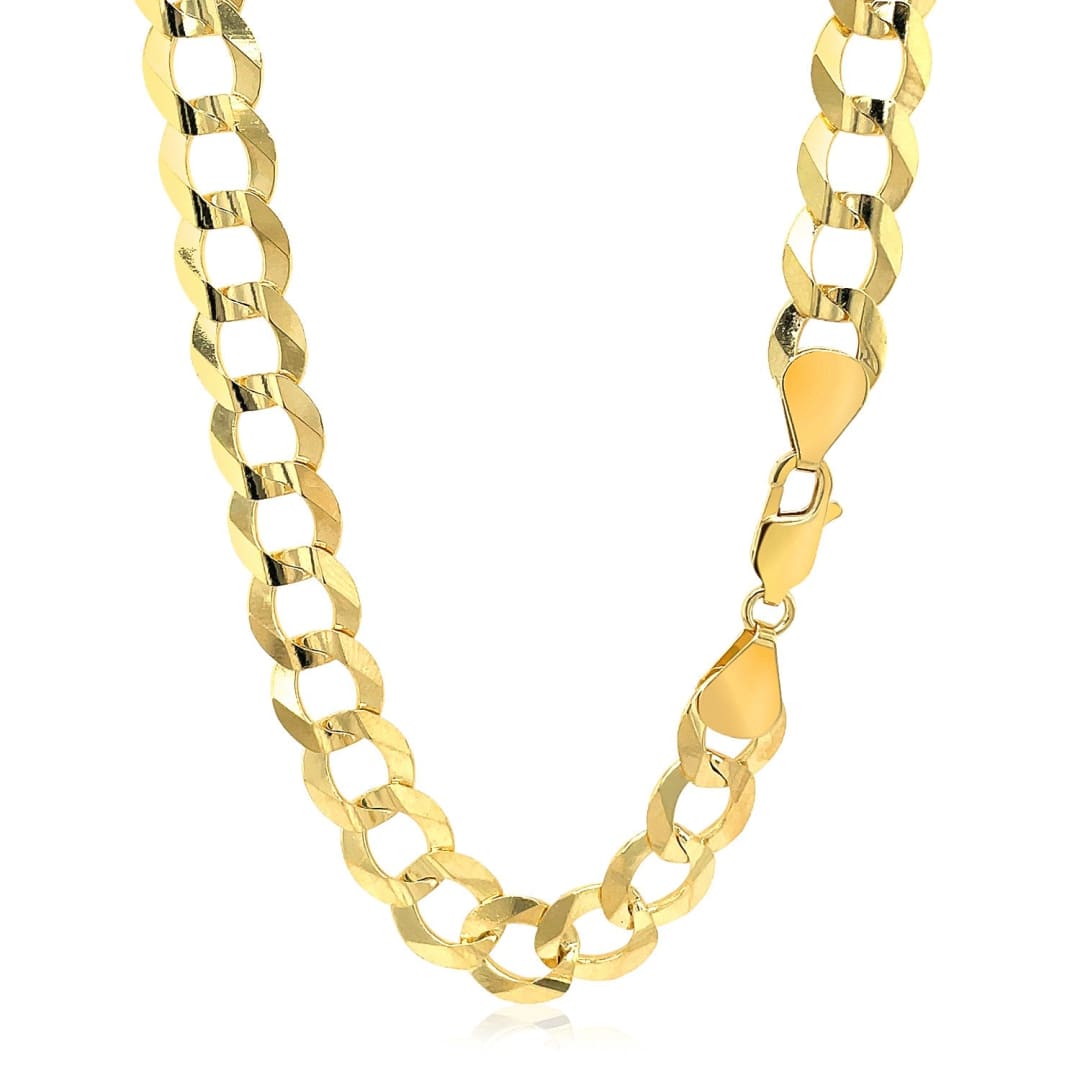 14k Yellow Gold Solid Curb Chain 10.0mm | Richard Cannon Jewelry
