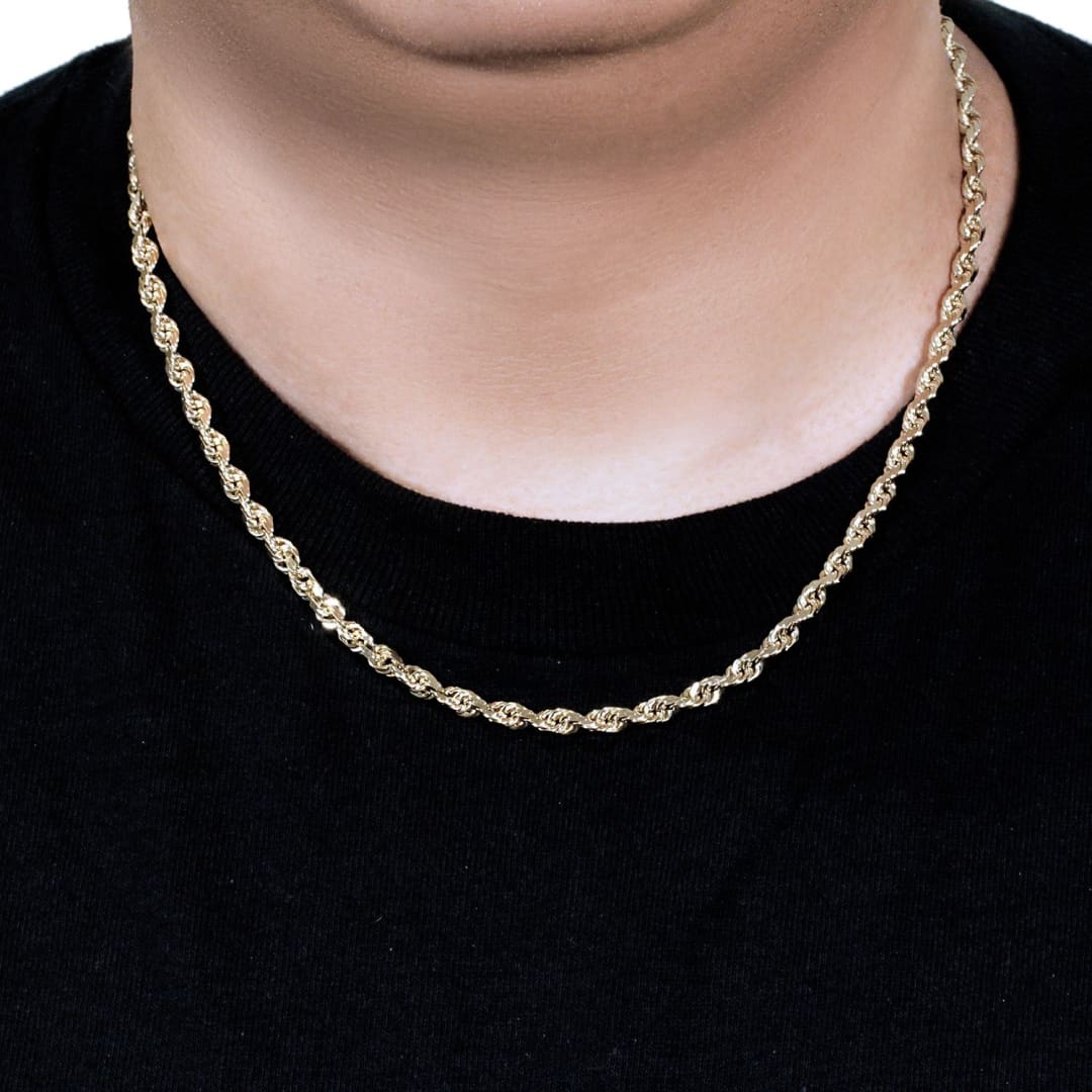 14k Yellow Gold Solid Diamond Cut Rope Chain (5.00 mm) | Richard Cannon Jewelry