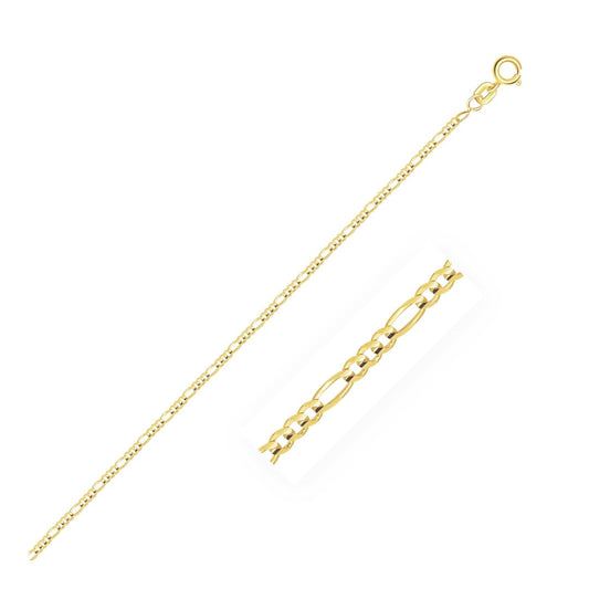 14k Yellow Gold Solid Figaro Chain 1.3mm | Richard Cannon Jewelry