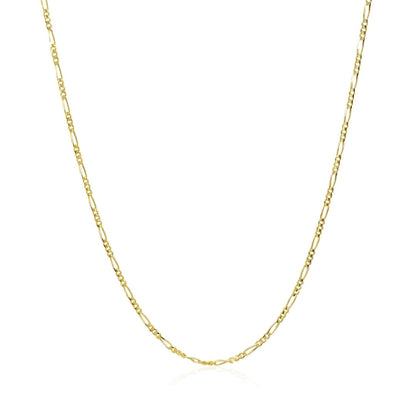 14k Yellow Gold Solid Figaro Chain 1.3mm | Richard Cannon Jewelry