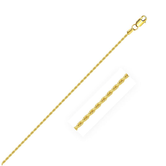 14k Yellow Gold Solid Rope Chain 1.25mm | Richard Cannon Jewelry