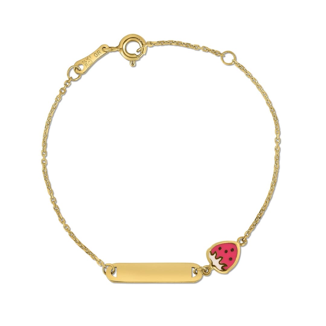 14k Yellow Gold Strawberry Childrens Bracelet | Richard Cannon Jewelry