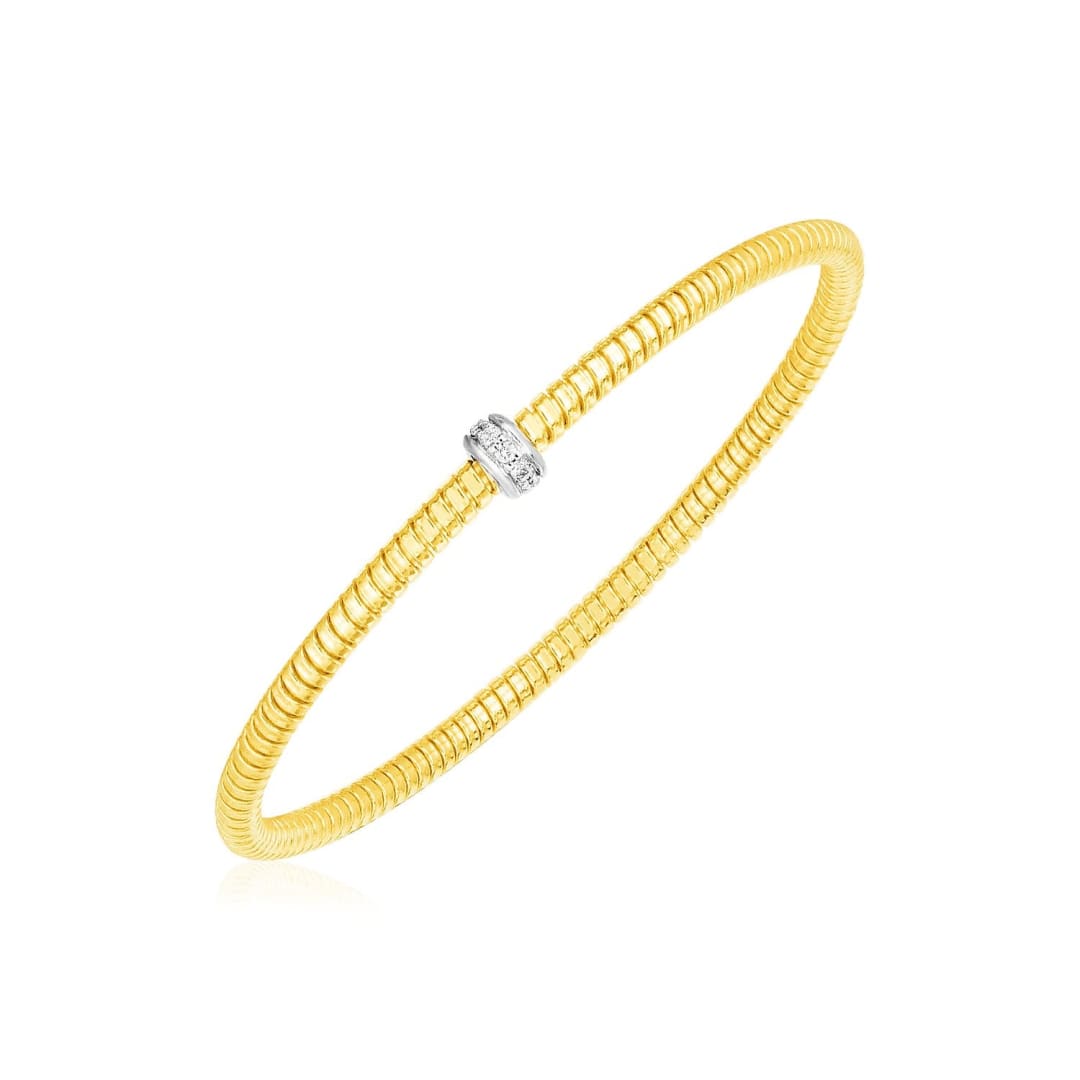 14k Yellow Gold Stretch Bangle with Diamonds | Richard Cannon Jewelry