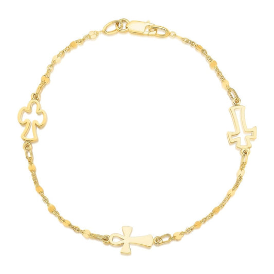 14k Yellow Gold Symbolic Cross Bracelet | Richard Cannon Jewelry