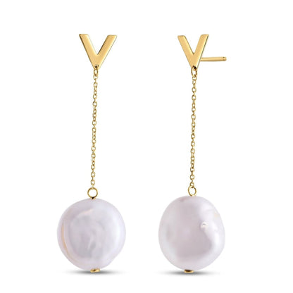 14k Yellow Gold Tesoro Pearl Drop Earrings | Richard Cannon Jewelry