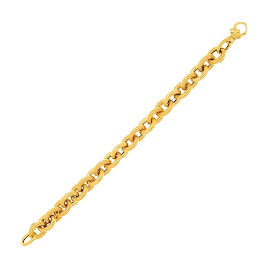 14k Yellow Gold Textured Cable Chain Style Bracelet | Richard Cannon Jewelry