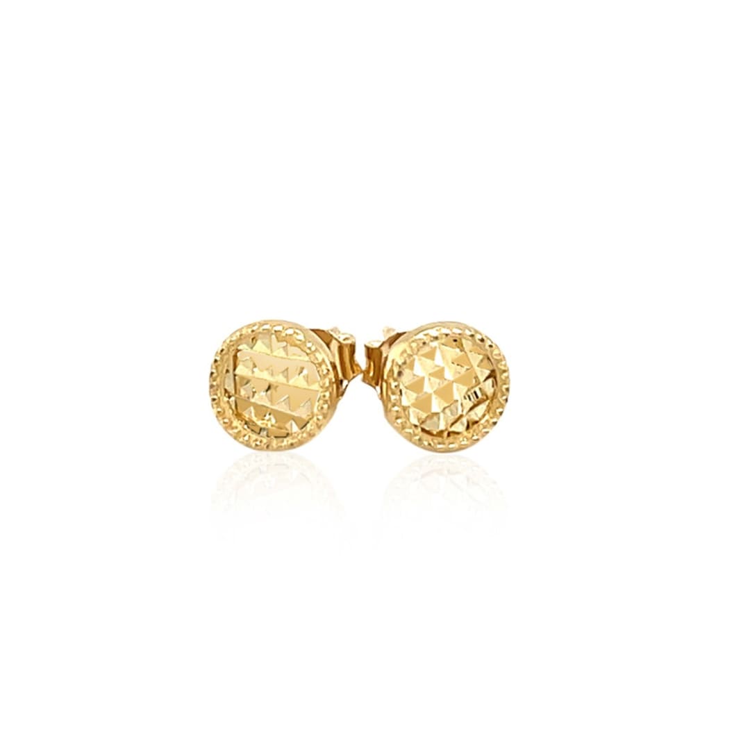 14k Yellow Gold Textured Circle Post Earrings | Richard Cannon Jewelry