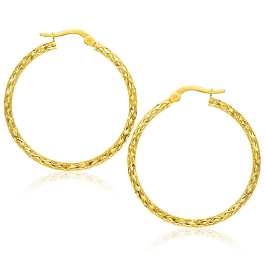 14k Yellow Gold Textured Large Hoop Earrings(1.5x30mm) | Richard Cannon Jewelry
