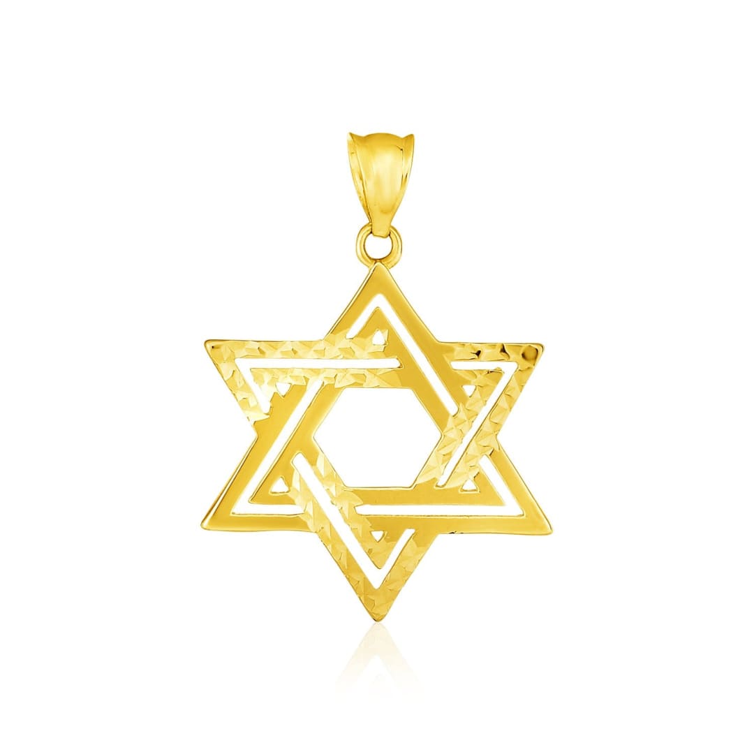 14k Yellow Gold Textured Star of David Pendant | Richard Cannon Jewelry