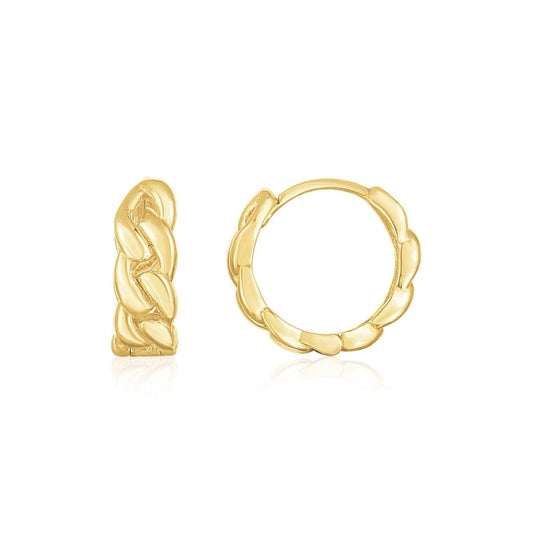 14K Yellow Gold Thick Curb Chain Huggie Hoop Earrings | Richard Cannon Jewelry